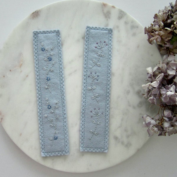 Handmade Felt Bookmark - Embroidered Botanicals