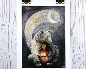Spirit Bear Celestial Moon Art Print Limited Edition - Etsy