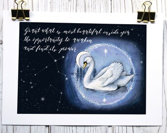 Schwan Tiergeist Kunstdruck Limitierte Auflage