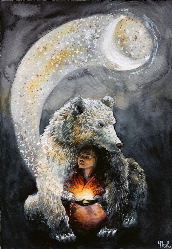 Spirit Bear Celestial Moon Art Print Limited Edition - Etsy