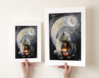 Spirit Bear Celestial Moon Art Print Limited Edition - Etsy
