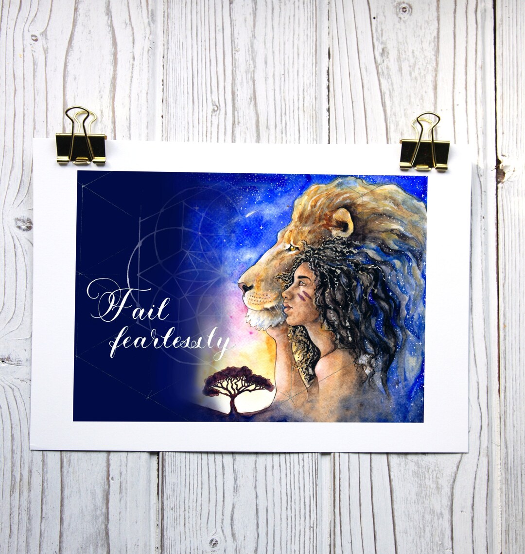 Spirit Animal Lion Art Print With Inspirational Quote Limited Edition ...
