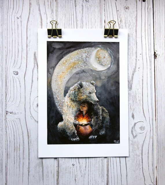 Spirit Bear Celestial Moon Art Print Limited Edition - Etsy