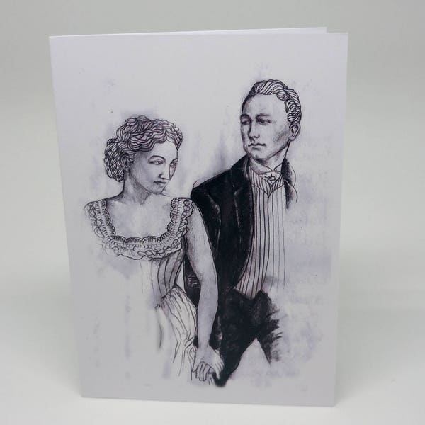 SALE | Illustrated | Greeting Card | Unusual Valentine | Wedding | Love | Victorian Photography Style | Happy Couple | Engagement