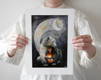 Spirit Bear Celestial Moon Art Print Limited Edition - Etsy