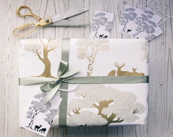 Einfache Geschenkverpackung - Woodland Paper mit passenden Tags
