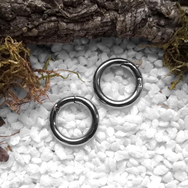 SILVER Weights, silvercolored steel Earweights with snap closure, jewellery for stretched ears