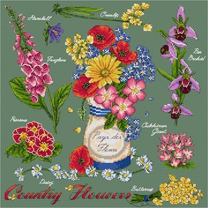 AJBD11 Country Flowers Cross Stitch Chart Only pdf