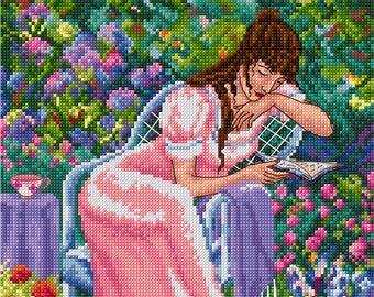 AJBD17 Reading in the Garden Cross Stitch Chart Only pdf