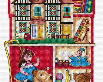 AJBD41 Toy Cupboard cross stitch chart pdf download only