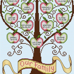 AJBD34 Family tree Cross Stitch pdf chart only image 2