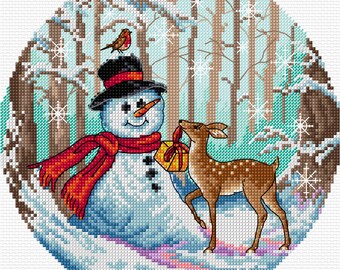 For my Best Friend Cross Stitch Chart, Winter Scene (PDF Pattern)