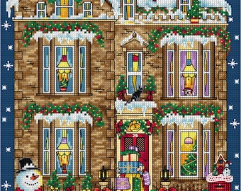 AJBD93 Christmas House Outside pdf chart Only