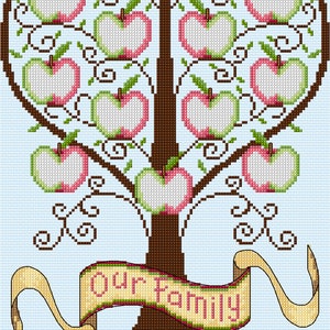 AJBD34 Family tree Cross Stitch pdf chart only image 1