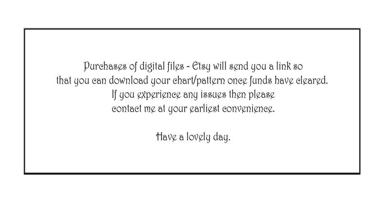 K&ouml;nnte beinhalten: Text auf wei&szlig;em Hintergrund in einem schwarzen Rahmen. Der Text lautet: K&auml;ufe von digitalen Dateien - Etsy sendet Ihnen einen Link, damit Sie Ihr Diagramm/Muster herunterladen k&ouml;nnen, sobald die Gelder freigegeben wurden. Wenn Sie Probleme haben, kontaktieren Sie mich bitte so schnell wie m&ouml;glich. Einen sch&ouml;nen Tag noch.
