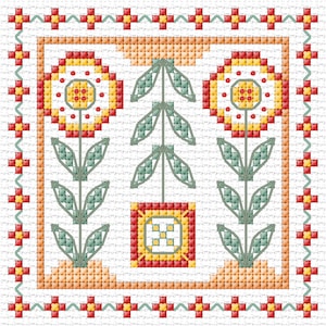 Gráfico cuadrado floral retro AJBD77 en formato pdf