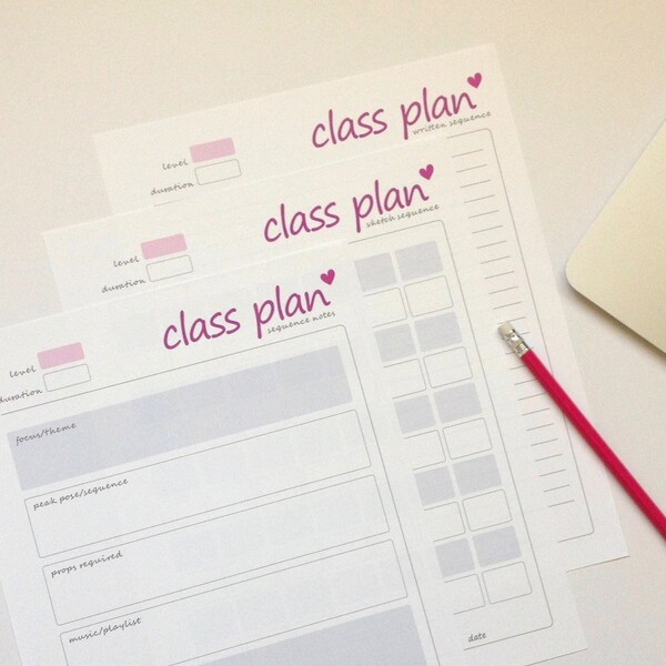 Yoga Teacher Class Plan, Yoga Class Planner, Yoga Sequence, Instant PDF Download