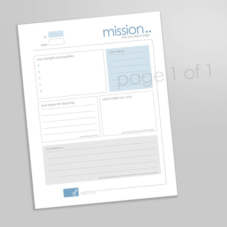 Yoga teacher mission statement instant download mission etsy