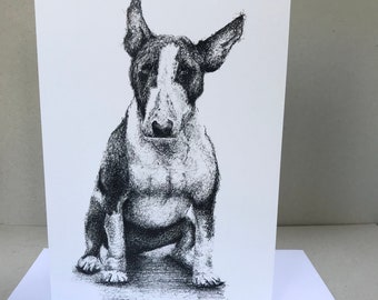 Bull Terrier Card - Bull Terrier - Bull Terrier Birthday Card - Card for Him - Dog Card.