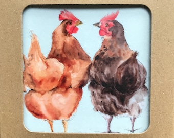 Chicken Coaster Set - Chicken Coaster Gift Set - Set of Four Coasters