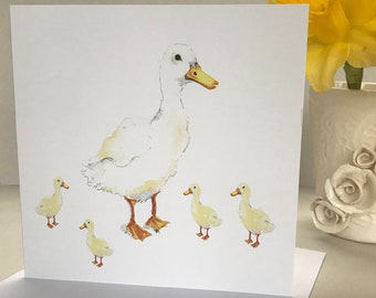 Mother Duck Card - New Baby Card - Ducklings Card - Blank Card - Greetings Card