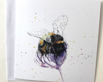 Bumble Bee Card - Pretty Bee Card - Bee Lovers Card - Blank Bee Card