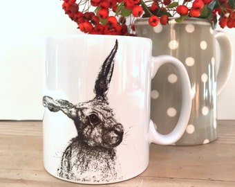 Hare Mug, wildlife mug, animal mug, rabbit mug, Hare gift, Hare present