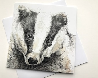Badger card, greetings card, wildlife card, birthday card, Father's Day card