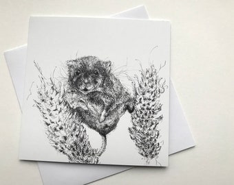 Happy card, mouse card, nature card, birthday card