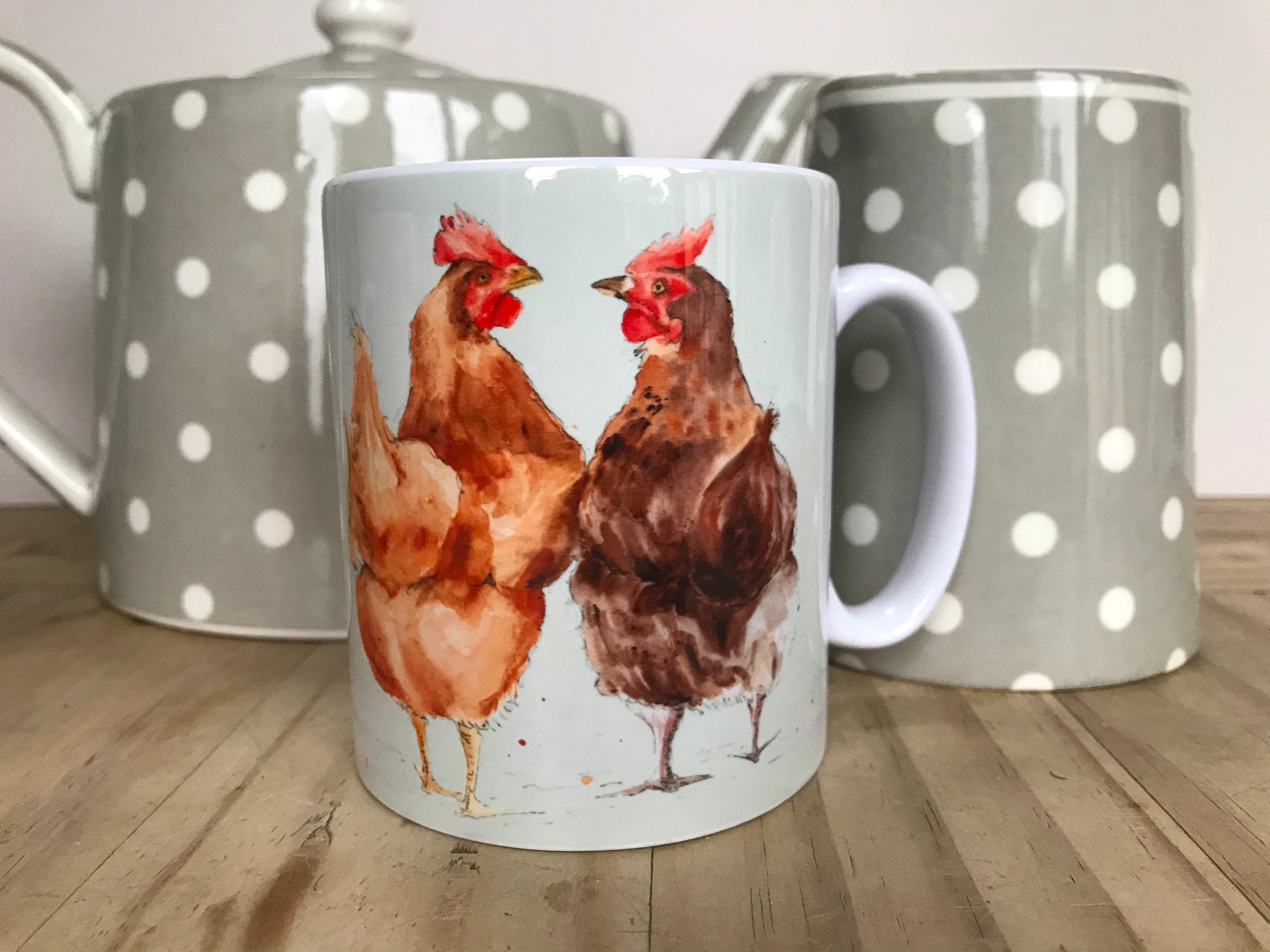 Chicken Mug Country Kitchen Mug Two Chickens Mug Gossiping Chickens