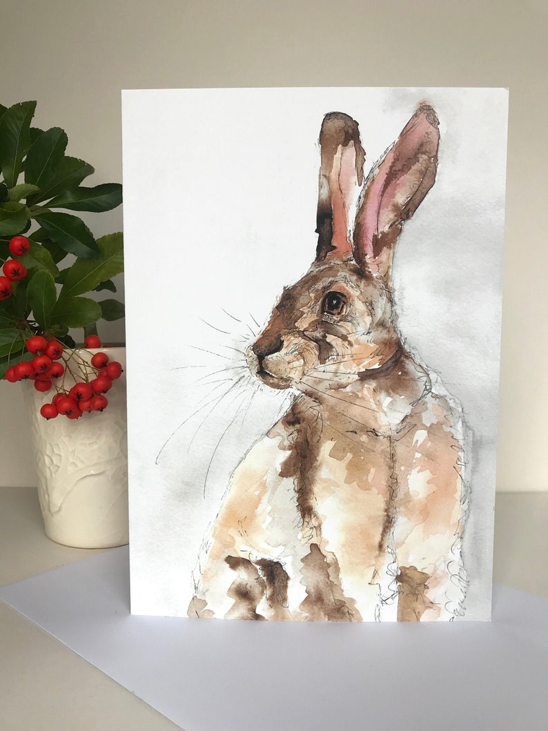 Hase Karte Aquarell Hase Grußkarte leere Karte Fine Art - Etsy.de