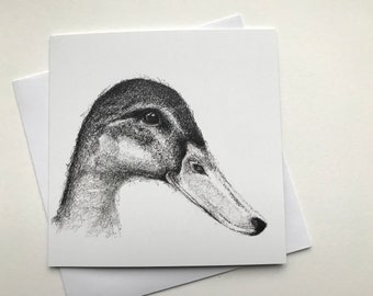 Duck card, duck celebration card, duck drawing, birthday card