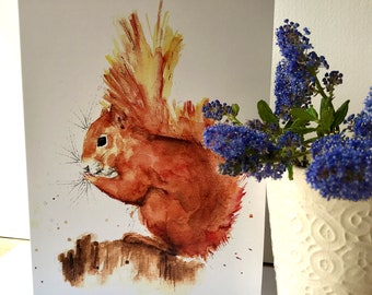 Squirrel Card - Red Squirrel Card - Pretty Squirrel Card