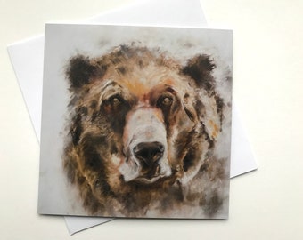 Bear Card - Brown Bear Card - Grizzly Bear Card - Blank Bear Card.