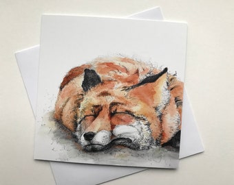 Watercolour Fox Greetings Card - Fox Card - Fox Lovers Card - Fox Birthday Card.