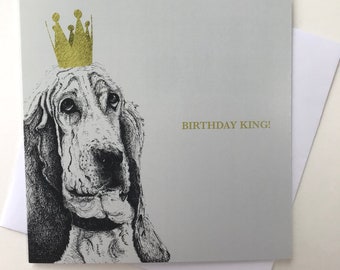 Dog Card - Basset Hound Card - Funny Dog Card - Blank Card - Card for Him - Humorous Card.