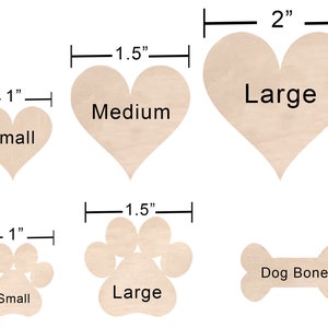 Piezas personalizadas para tu árbol genealógico (corazones, huellas de perro, huesos de perro)