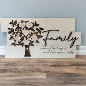 Personalized Family Tree, Keepsake Wooden Wall Art, Gift for Her or Him, Custom Present for Mom & Dad, Grandkids Names, Mother's Day