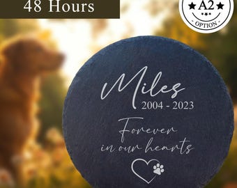Personalized Pet Memorial Slate Stone: Laser Etched Pet Remembrance Gift