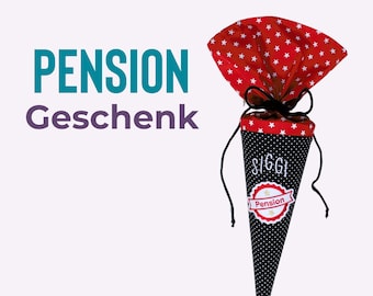 Geschenk Pension // Geschenk Rente // Abschiedsgeschenk Ruhestand // Schultüte Pension Stempel