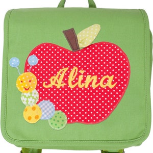 Kindergartentasche mit Namen Apfel, Kinderrucksack mit Namen, Tasche für Mädchen Bild 1