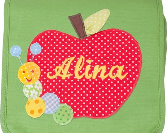Kindergartentasche mit Namen Apfel, Kinderrucksack mit Namen, Tasche für Mädchen