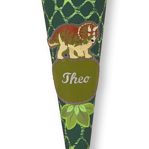 Stoffschultüte Dino Tres I Lizensiert durch Step by Step I Schultüte Dinosaurier I Wandelbar zum Kissen I Personalisiert I Rohling 70 cm I