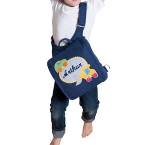 Kindergartentasche mit Namen Erdbeere, Kinderrucksack Blau image 3