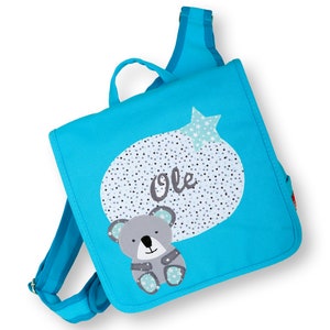 Kindergartentasche mit Namen Koalabär, Kinderrucksack türkis, Tasche für den Kindergarten Bild 1
