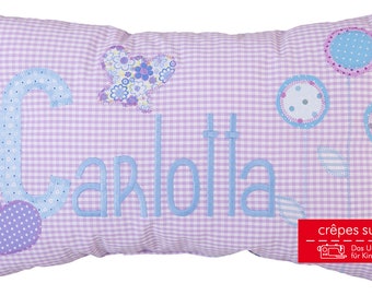 Name cushion for girls, pillow embroidered with name as birth gift