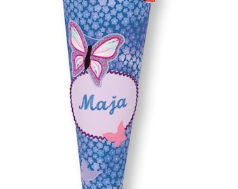 School cone matching Step by Step Butterfly Maja, embroidered with desired name, fabric school cone, school cone butterfly