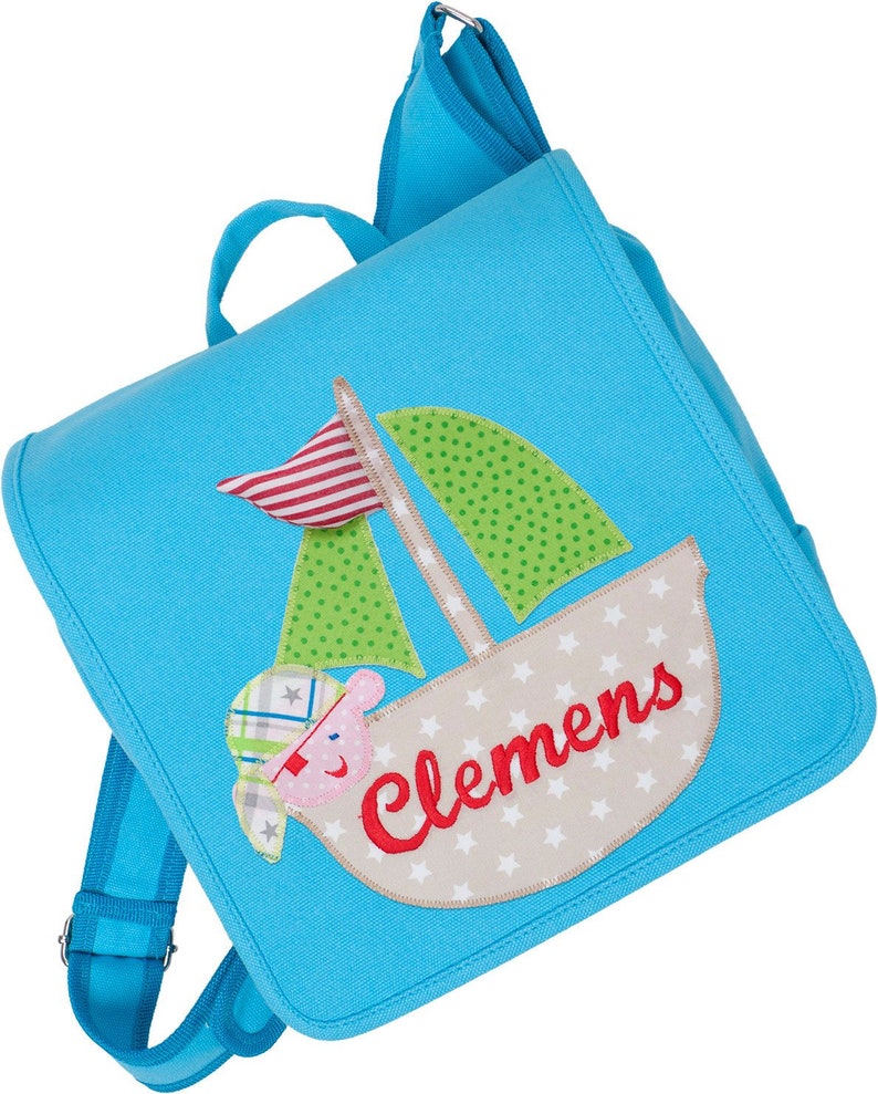 Kindergartentasche mit Namen Schiff, Kinderrucksack für Jungen, Kindertasche mit Namen image 1