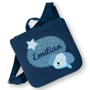 Nursery bag dog, children's backpack for boys, nursery bag with name image 1