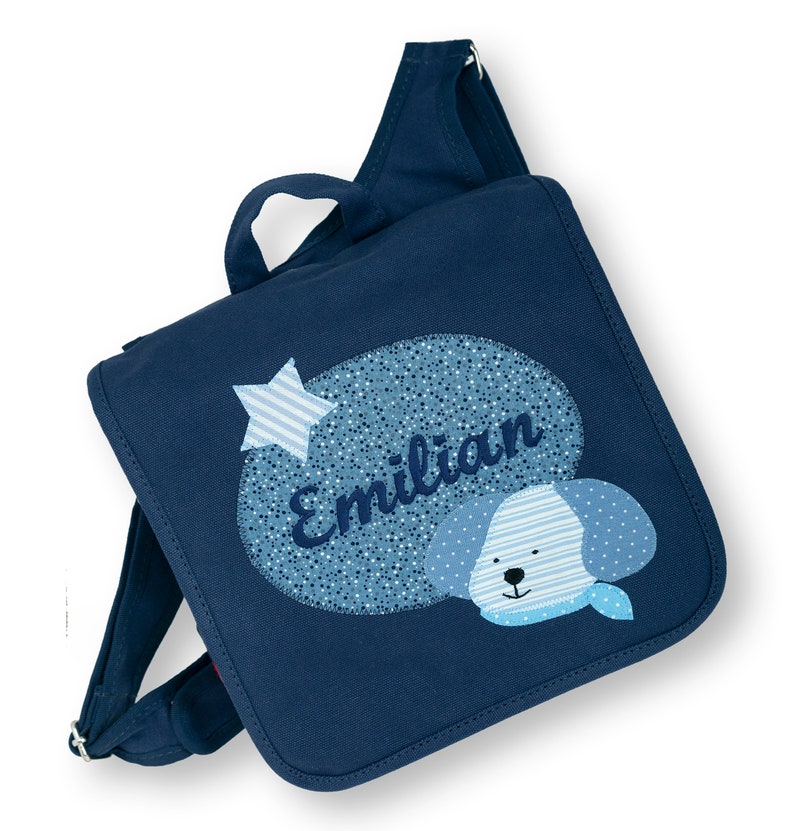 Nursery bag dog, children's backpack for boys, nursery bag with name image 1